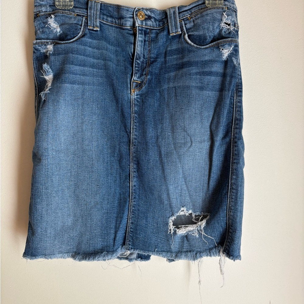 7 For All Mankind Denim Pencil Skirt with Rips